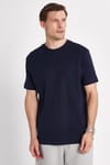 Unisex Relax Fit Rahat Kesim %100 Pamuk Yumuşak Dokulu Hafif Kalın Bisiklet Yaka Lacivert Tişört