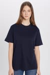 Unisex Relax Fit Rahat Kesim %100 Pamuk Yumuşak Dokulu Basic Bisiklet Yaka Lacivert Tişört