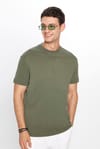 Unisex Relax Fit Rahat Kesim %100 Pamuk Yumuşak Dokulu Basic Bisiklet Yaka Haki Tişört