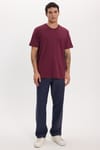 Unisex Relax Fit Rahat Kesim %100 Pamuk Yumuşak Dokulu Hafif Kalın Bordo Bisiklet Yaka Tişört