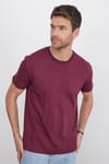 Unisex Relax Fit Rahat Kesim %100 Pamuk Yumuşak Dokulu Hafif Kalın Bordo Bisiklet Yaka Tişört
