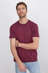 Unisex Relax Fit Rahat Kesim %100 Pamuk Yumuşak Dokulu Hafif Kalın Bordo Bisiklet Yaka Tişört