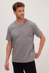 Unisex Relax Fit Rahat Kesim %100 Pamuk Yumuşak Dokulu Hafif Kalın Gri Bisiklet Yaka Tişört
