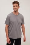 Unisex Relax Fit Rahat Kesim %100 Pamuk Yumuşak Dokulu Hafif Kalın Gri Bisiklet Yaka Tişört