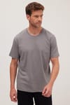 Unisex Relax Fit Rahat Kesim %100 Pamuk Yumuşak Dokulu Hafif Kalın Gri Bisiklet Yaka Tişört
