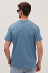 Unisex Relax Fit Rahat Kesim %100 Pamuk Yumuşak Dokulu Hafif Kalın Mavi Bisiklet Yaka Tişört
