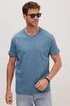 Unisex Relax Fit Rahat Kesim %100 Pamuk Yumuşak Dokulu Hafif Kalın Mavi Bisiklet Yaka Tişört