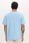 Unisex Relax Fit Rahat Kesim %100 Pamuk Yumuşak Dokulu Hafif Kalın Mavi Bisiklet Yaka Tişört