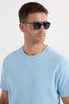 Unisex Relax Fit Rahat Kesim %100 Pamuk Yumuşak Dokulu Hafif Kalın Mavi Bisiklet Yaka Tişört