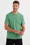 Unisex Relax Fit Rahat Kesim %100 Pamuk Yumuşak Dokulu Hafif Kalın Yeşil Bisiklet Yaka Tişört