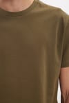 Unisex Relax Fit Rahat Kesim %100 Pamuk Yumuşak Dokulu Hafif Kalın Haki Bisiklet Yaka Tişört