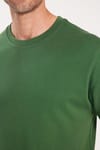 Unisex Relax Fit Rahat Kesim %100 Pamuk Yumuşak Dokulu Hafif Kalın Koyu Yeşil Bisiklet Yaka Tişört