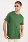 Unisex Relax Fit Rahat Kesim %100 Pamuk Yumuşak Dokulu Hafif Kalın Koyu Yeşil Bisiklet Yaka Tişört