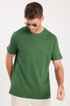 Unisex Relax Fit Rahat Kesim %100 Pamuk Yumuşak Dokulu Hafif Kalın Koyu Yeşil Bisiklet Yaka Tişört