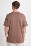 Unisex Relax Fit Rahat Kesim %100 Pamuk Yumuşak Dokulu Hafif Kalın Kahverengi Bisiklet Yaka Tişört