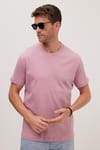 Unisex Relax Fit Rahat Kesim %100 Pamuk Yumuşak Dokulu Hafif Kalın Lila Bisiklet Yaka Tişört