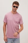 Unisex Relax Fit Rahat Kesim %100 Pamuk Yumuşak Dokulu Hafif Kalın Lila Bisiklet Yaka Tişört