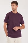 Unisex Relax Fit Rahat Kesim %100 Pamuk Yumuşak Dokulu Hafif Kalın Eflatun Bisiklet Yaka Tişört