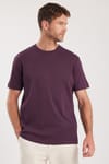 Unisex Relax Fit Rahat Kesim %100 Pamuk Yumuşak Dokulu Hafif Kalın Eflatun Bisiklet Yaka Tişört
