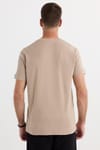 Unisex Relax Fit Rahat Kesim %100 Pamuk Yumuşak Dokulu Hafif Kalın Bej Bisiklet Yaka Tişört