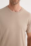Unisex Relax Fit Rahat Kesim %100 Pamuk Yumuşak Dokulu Hafif Kalın Bej Bisiklet Yaka Tişört
