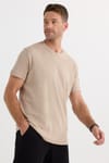 Unisex Relax Fit Rahat Kesim %100 Pamuk Yumuşak Dokulu Hafif Kalın Bej Bisiklet Yaka Tişört
