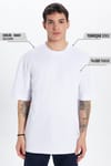 Unisex Oversize Geniş Kesim %100 Pamuk Yumuşak Dokulu Basic Bisiklet Yaka Beyaz Tişört