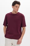 Unisex Oversize Geniş Kesim %100 Pamuk Yumuşak Dokulu Basic Bisiklet Yaka Bordo Tişört