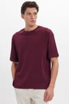 Unisex Oversize Geniş Kesim %100 Pamuk Yumuşak Dokulu Basic Bisiklet Yaka Bordo Tişört