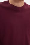Unisex Oversize Geniş Kesim %100 Pamuk Yumuşak Dokulu Basic Bisiklet Yaka Bordo Tişört