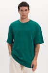 Unisex Oversize Geniş Kesim %100 Pamuk Yumuşak Dokulu Basic Bisiklet Yaka Yeşil Tişört