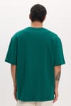 Unisex Oversize Geniş Kesim %100 Pamuk Yumuşak Dokulu Basic Bisiklet Yaka Yeşil Tişört