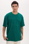 Unisex Oversize Geniş Kesim %100 Pamuk Yumuşak Dokulu Basic Bisiklet Yaka Yeşil Tişört