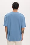 Unisex Oversize Geniş Kesim %100 Pamuk Yumuşak Dokulu Basic Bisiklet Yaka İndigo Tişört