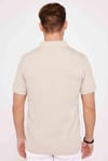 Erkek Slim Fit Dar Kesim %100 Pamuk Düz Pike Kum Rengi Polo Yaka Tişört