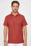 Erkek Slim Fit Dar Kesim %100 Pamuk Düz Pike Kiremit Polo Yaka Tişört
