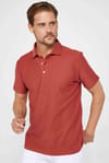 Erkek Slim Fit Dar Kesim %100 Pamuk Düz Pike Kiremit Polo Yaka Tişört