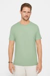 Erkek Slim Fit Dar Kesim %100 Pamuk Yumuşak Dokulu Desenli Yeşil Bisiklet Yaka Tişört