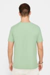 Erkek Slim Fit Dar Kesim %100 Pamuk Yumuşak Dokulu Desenli Yeşil Bisiklet Yaka Tişört