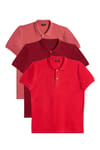 Erkek 3'lü Paket Siyah-Mavi-Beyaz Slim Fit Dar Kesim Pamuklu Düz Pike Polo Yaka Tişört