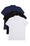 Erkek 3'lü Paket Siyah-Beyaz-Lacivert Slim Fit %100 Pamuk Düz Pike Polo Yaka Tişört