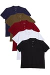 Erkek Regular Fit %100 Pamuk 5'li Siyah-Haki-Bordo-Beyaz-Lacivert Renk Cepli Pike Polo Yaka Tişört