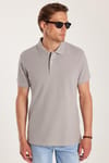 Erkek Slim Fit Dar Kesim %100 Pamuk Gri Polo Yaka Tişört