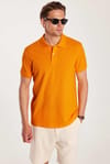 Erkek Slim Fit Dar Kesim %100 Pamuk Turuncu Polo Yaka Tişört