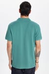 Erkek Slim Fit Dar Kesim %100 Pamuk Yeşil Polo Yaka Tişört