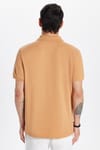 Erkek Slim Fit Dar Kesim %100 Pamuk Kahverengi Polo Yaka Tişört