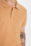 Erkek Slim Fit Dar Kesim %100 Pamuk Kahverengi Polo Yaka Tişört