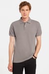 Erkek Slim Fit Dar Kesim %100 Pamuklu Gri Polo Yaka Tişört