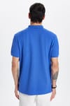 Erkek Slim Fit Dar Kesim %100 Pamuk Koyu Mavi Polo Yaka Tişört