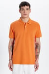 Erkek Slim Fit Dar Kesim %100 Pamuk Turuncu Polo Yaka Tişört